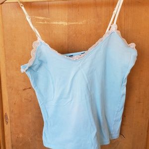 Maurice's baby blue tank lace detail